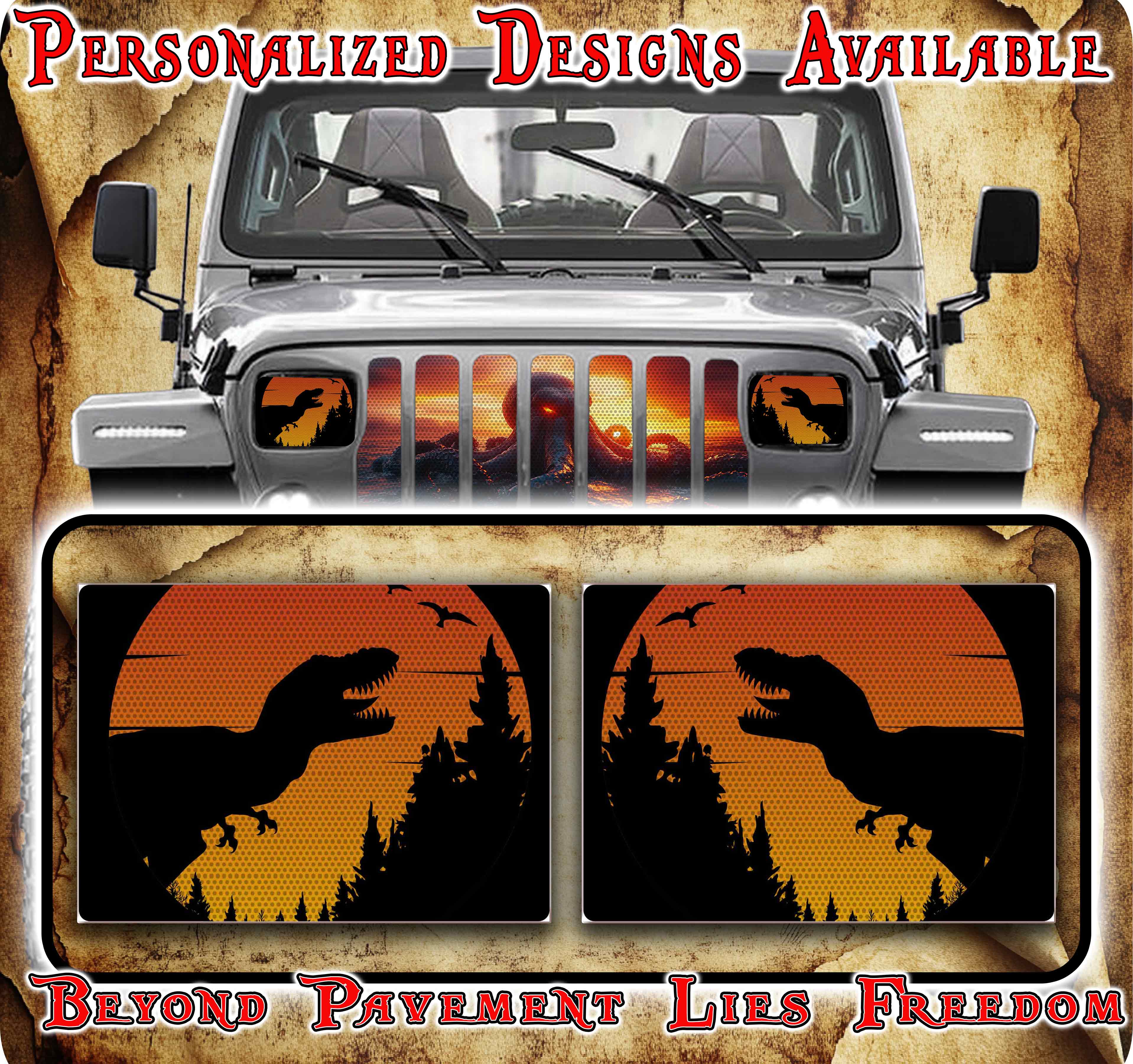 dino Eye decals for YJ or 5x7 headlights