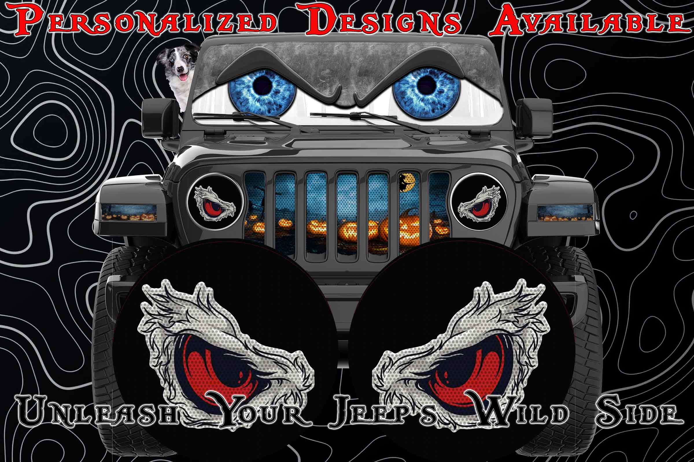 Red eye hawk headlight decal