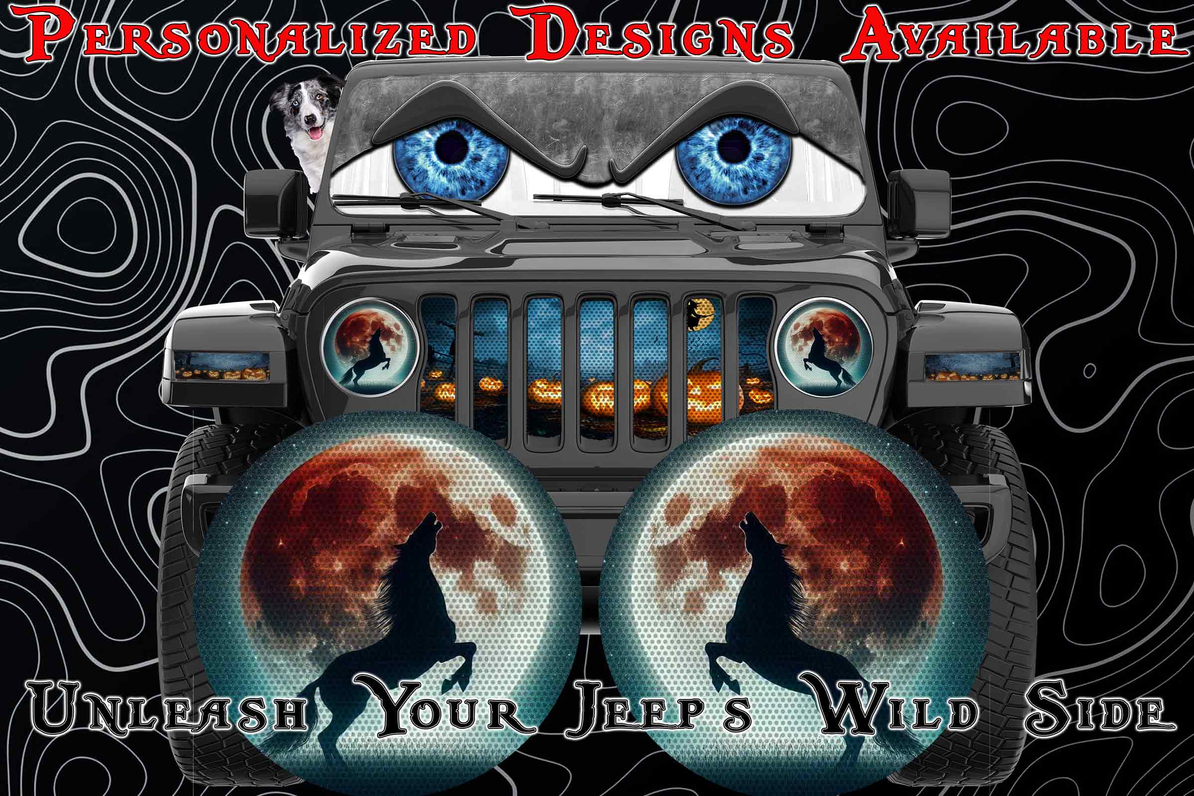 Horse and Moon headlight decal