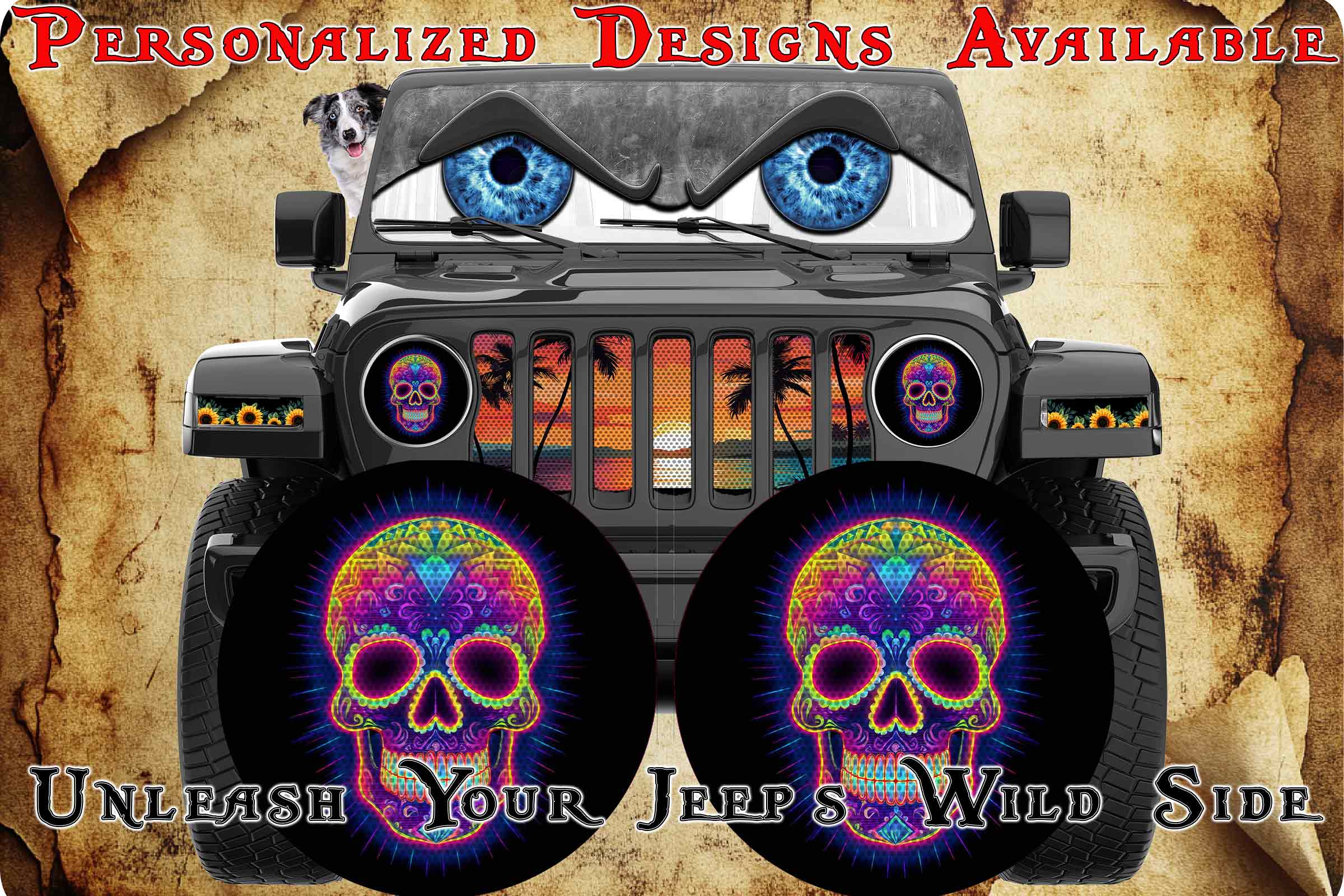 skull headlight decal