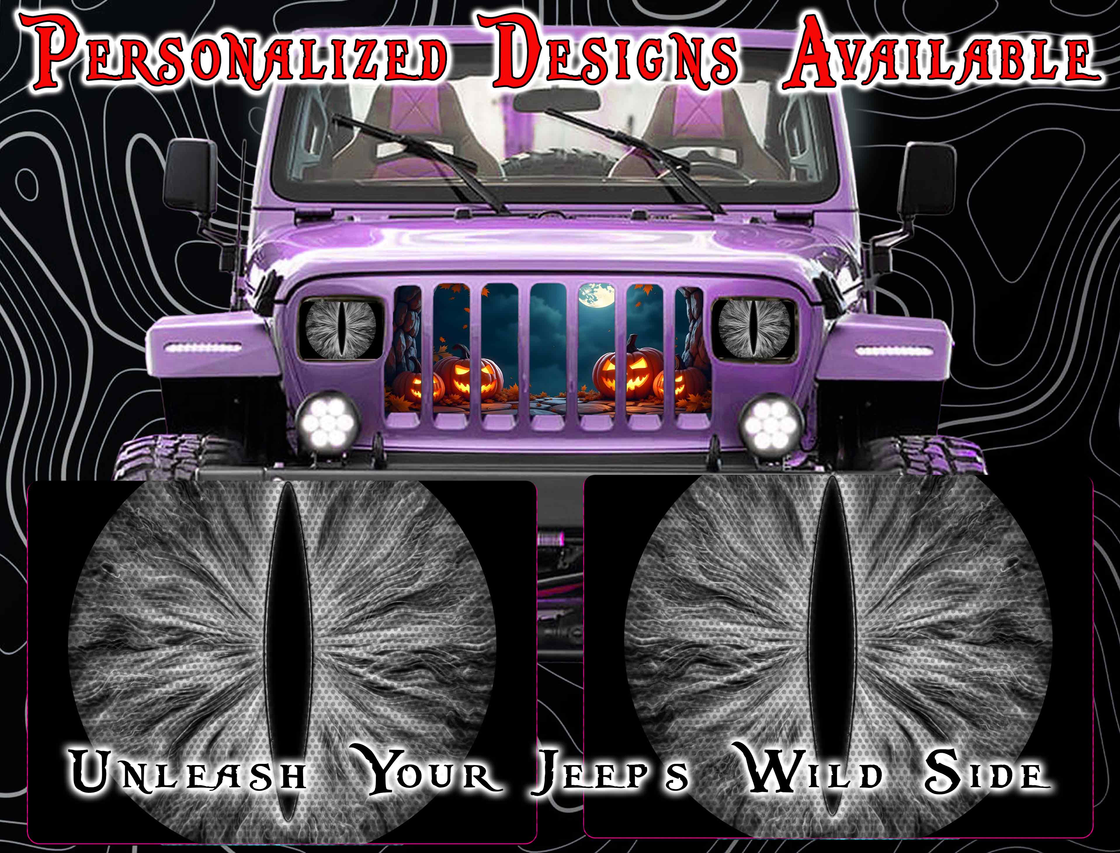 Black and white Eye decals for YJ or 5x7 headlights