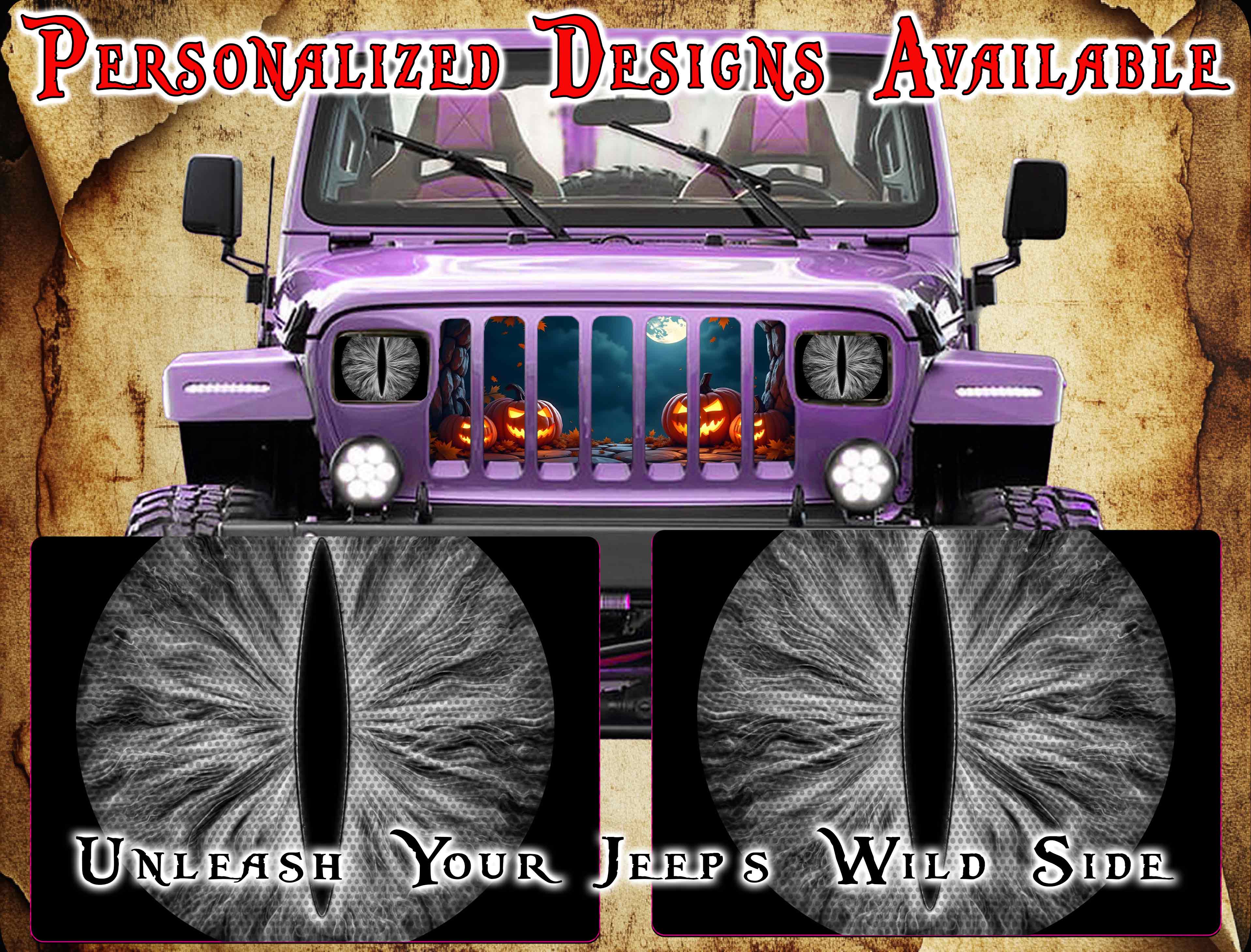 Black and white Eye decals for YJ or 5x7 headlights