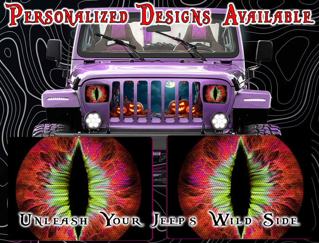 red and green Eye decals for YJ or 5x7 headlights