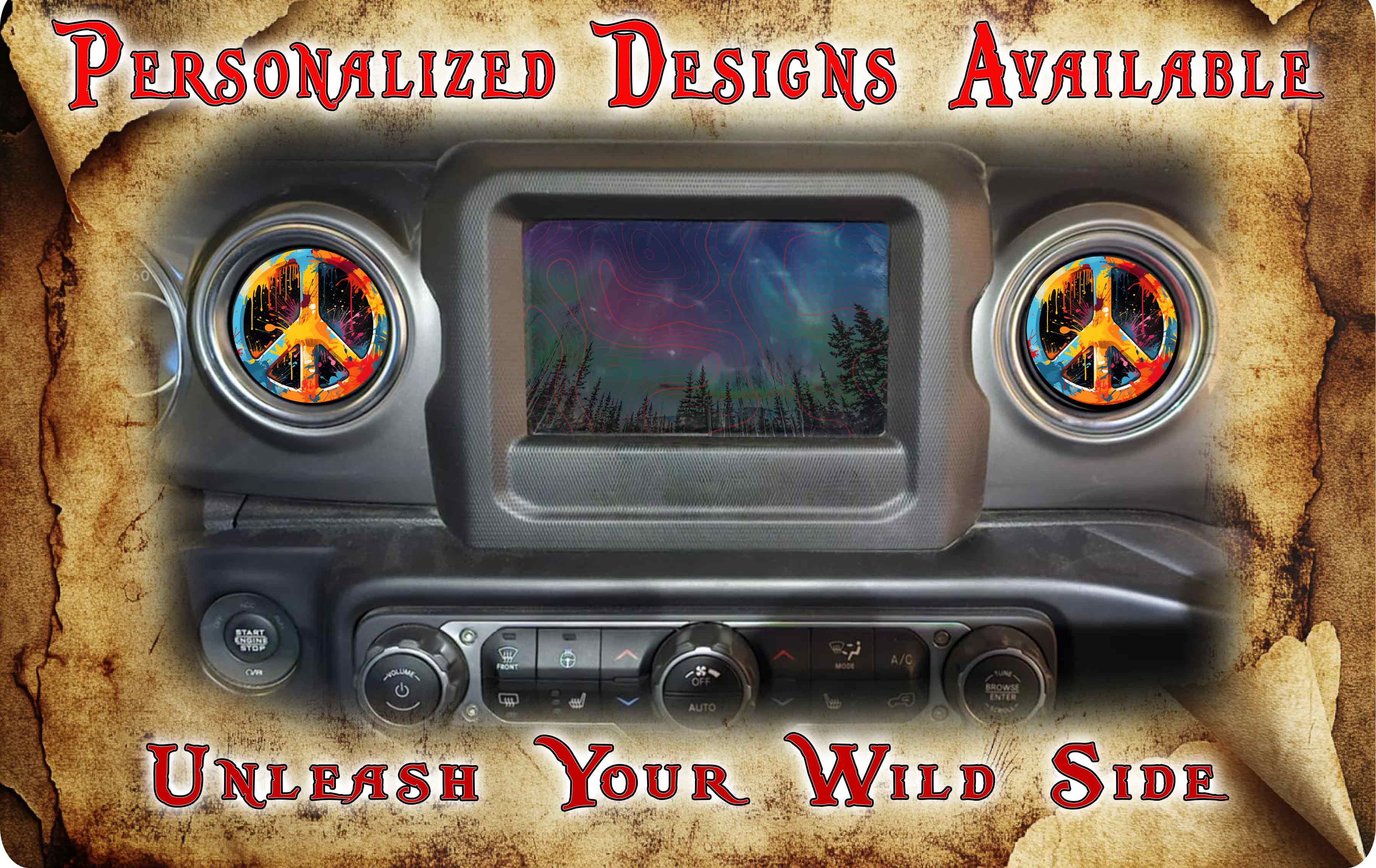 Steering wheel decal Peace sign