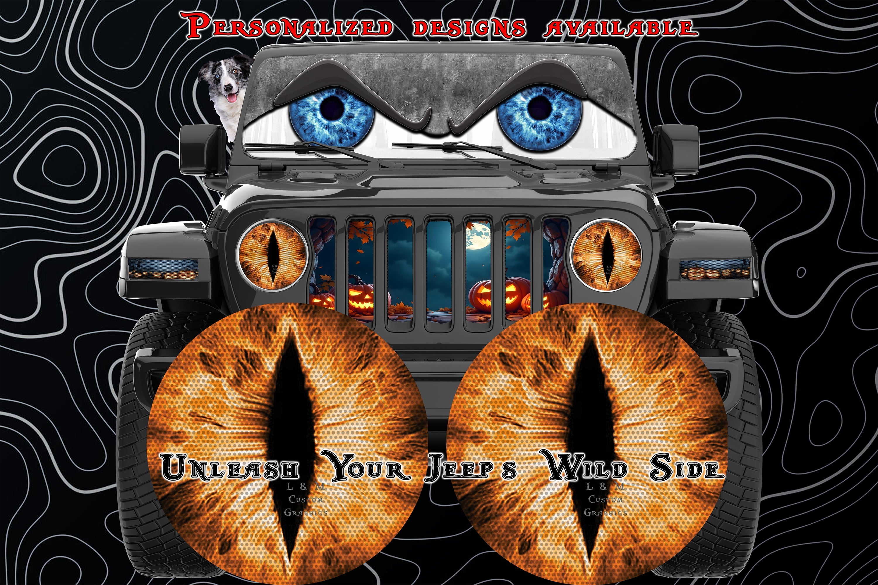 Orange round cat eyes decals