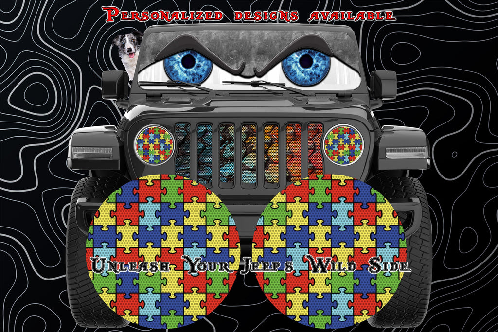 Autism awareness for a round headlight decal.