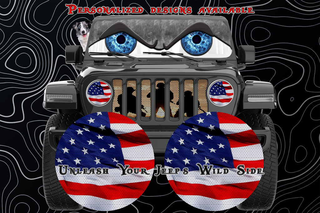 Merica round headlight decals