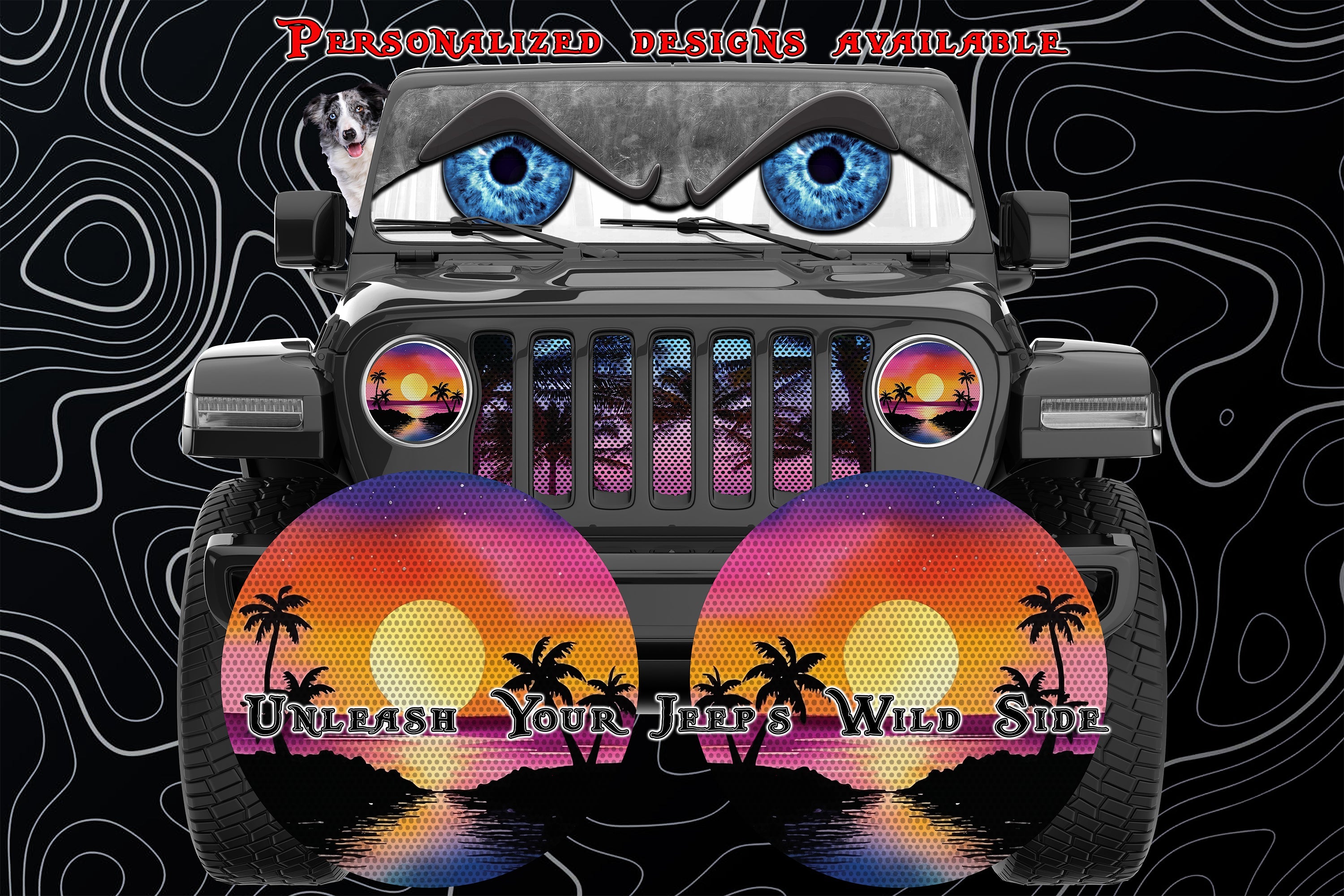 Beach Sunset round headlight decals