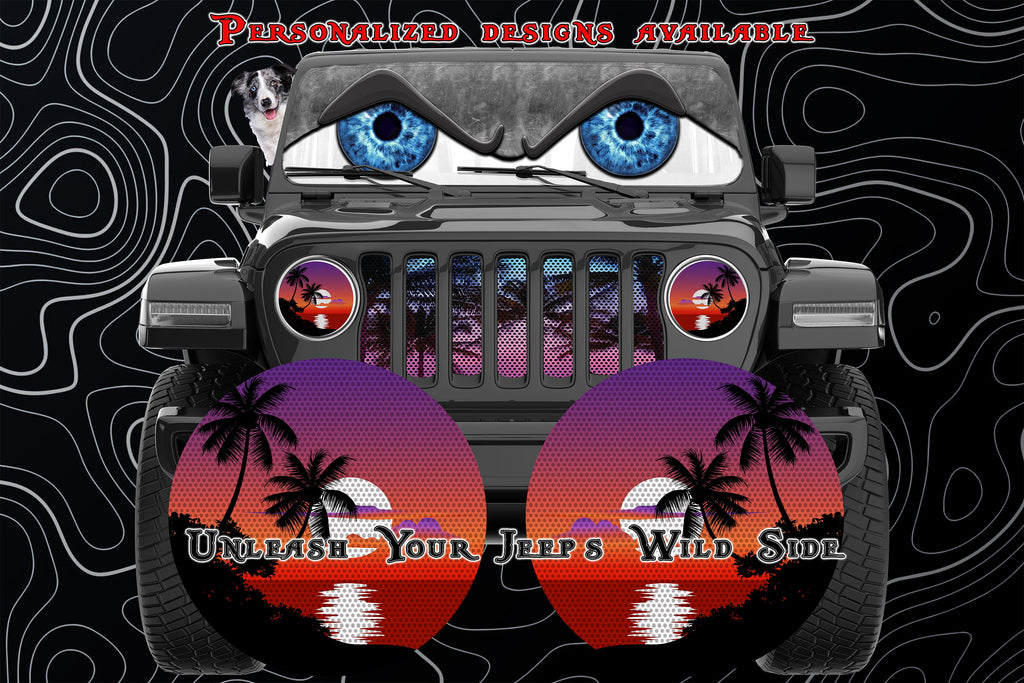 Palm Tree round headlight decals