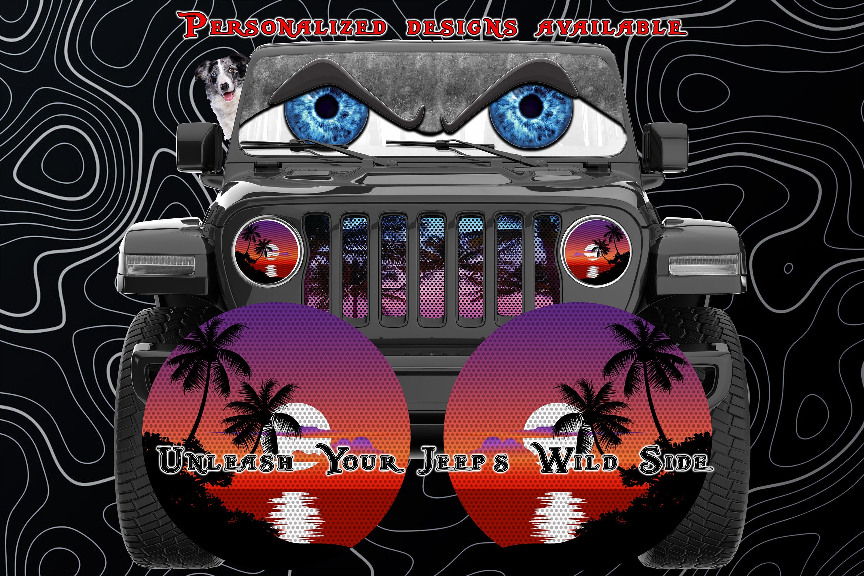 Palm Tree round headlight decals