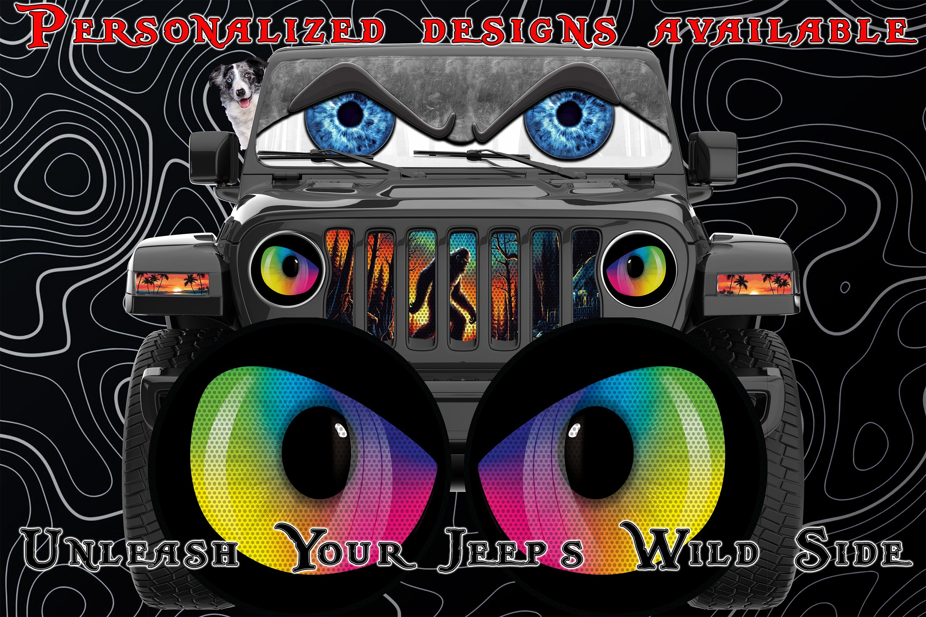 mean Rainbow eyes headlight decals