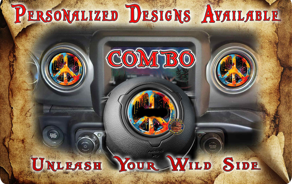 Steering wheel decal Peace sign