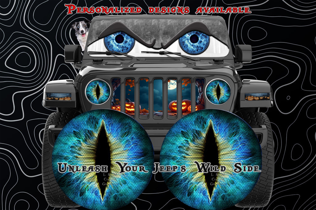 Blue and yellow cat eye decal