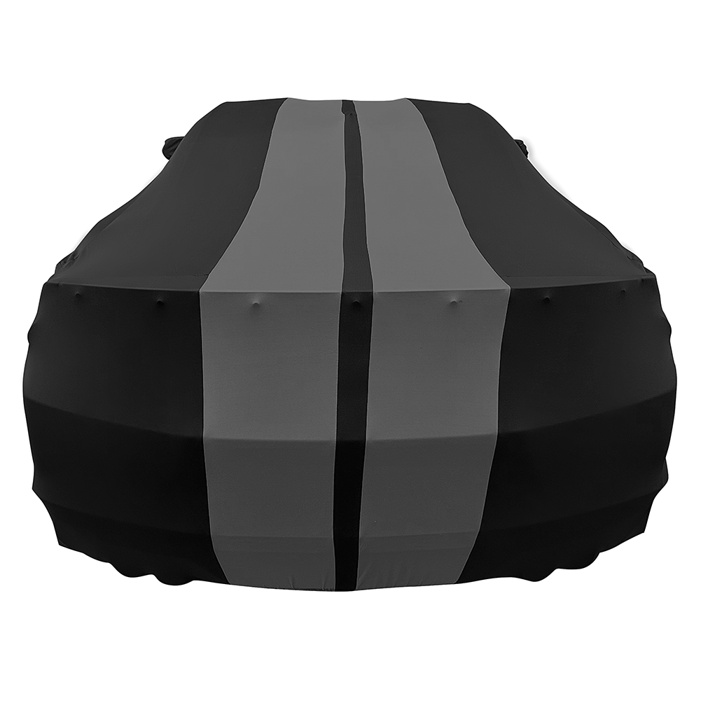 2010-2024 Camaro Ultraguard Stretch Satin Indoor Car Cover : Sport Series - Black with Gray Stripes