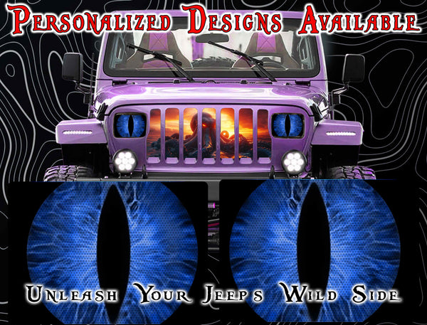 blue cat  Eye decals for YJ or 5x7 headlights