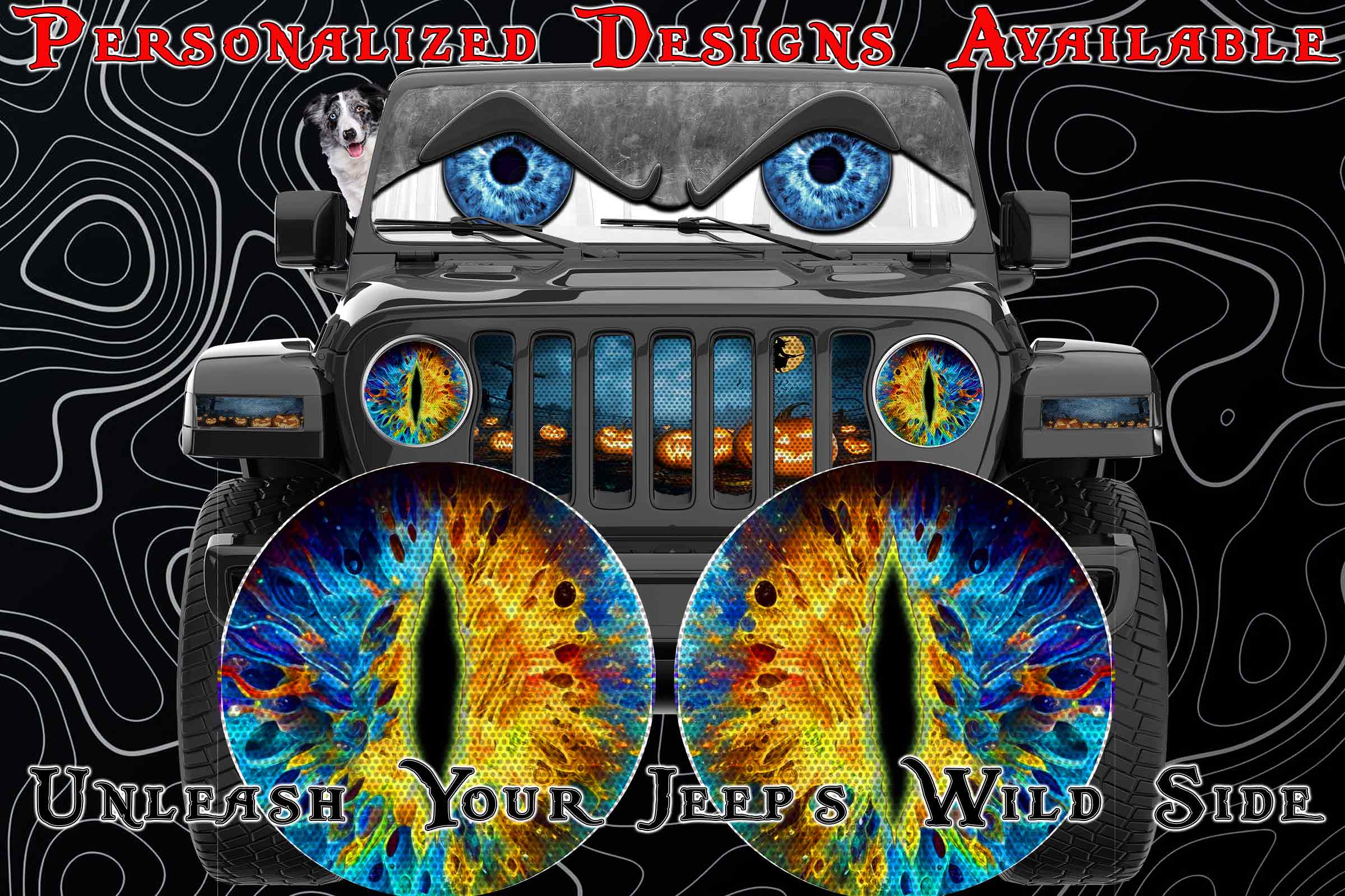 gold and blue moon cat eye for the headlight