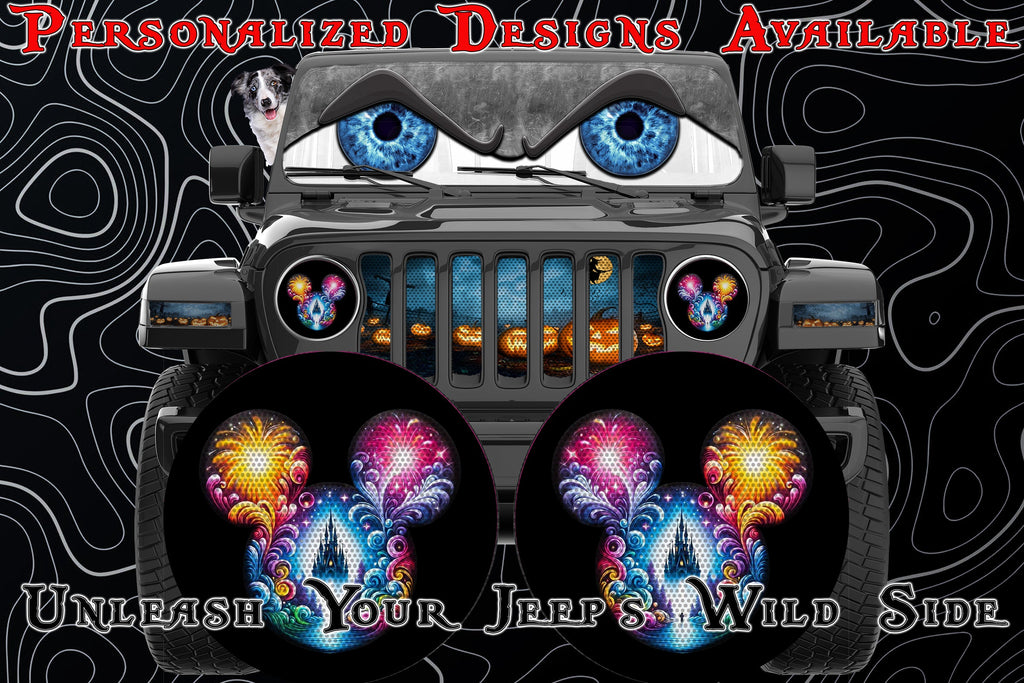 Mouse ears round headlight decals