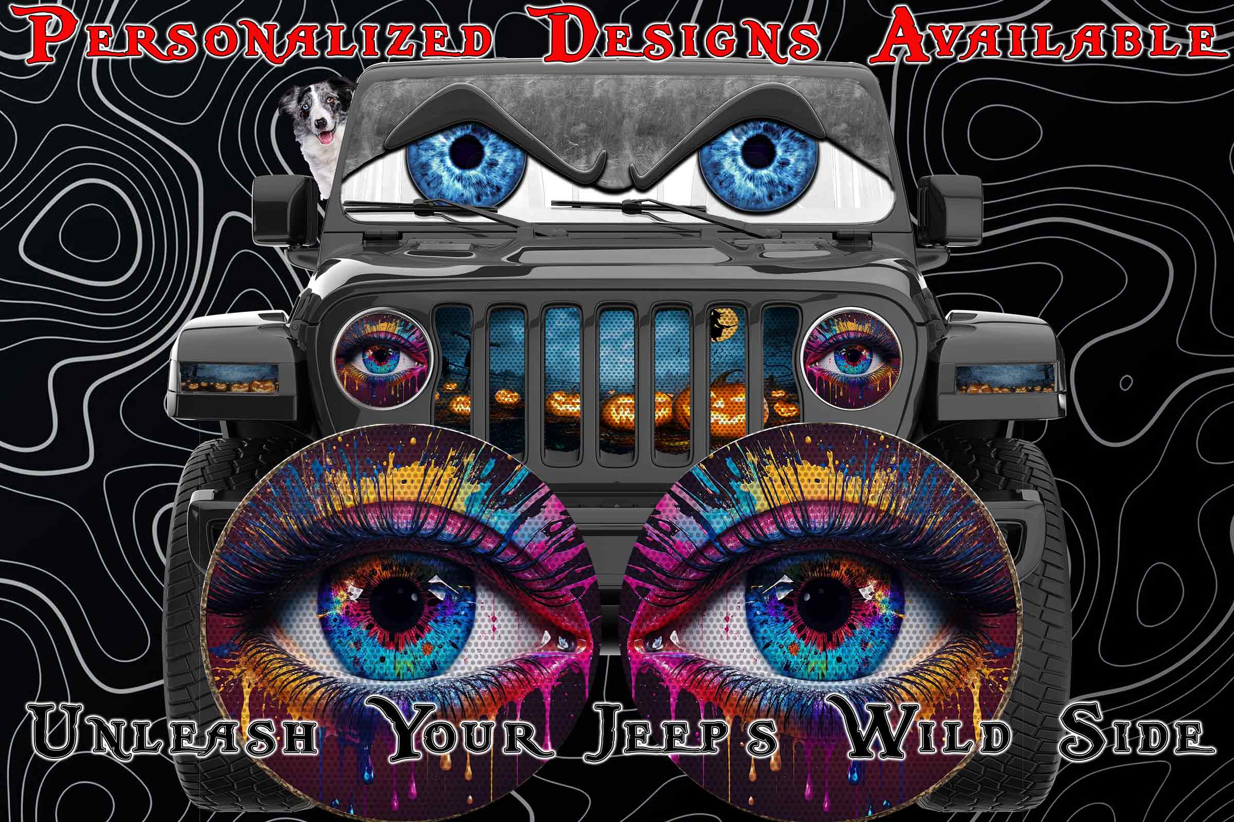 Real eye paint splash headlight decal