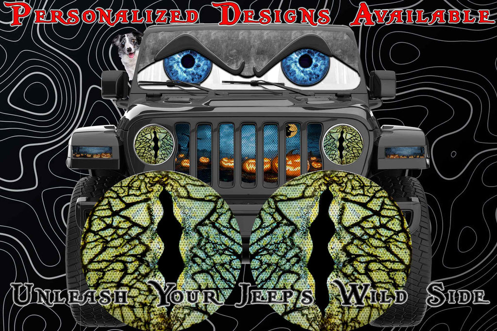 Green Lizard eyes headlight decals