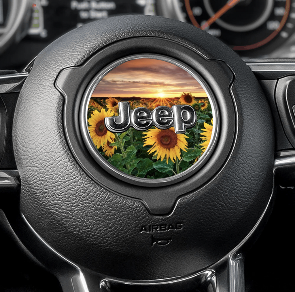 Steering wheel decal Sunflower field decal