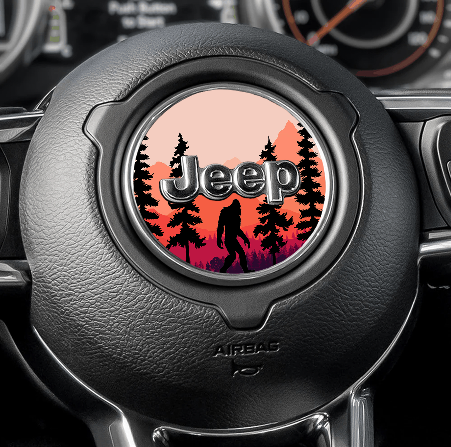 Steering wheel decal Sasquatchy