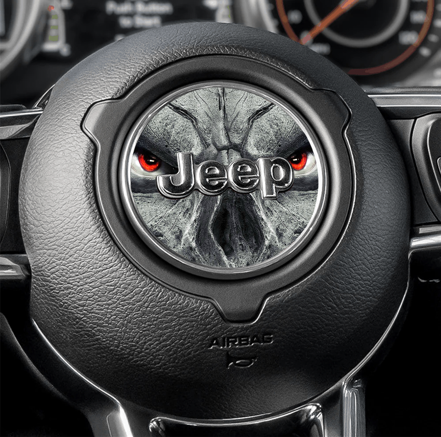 Steering wheel decal skull face