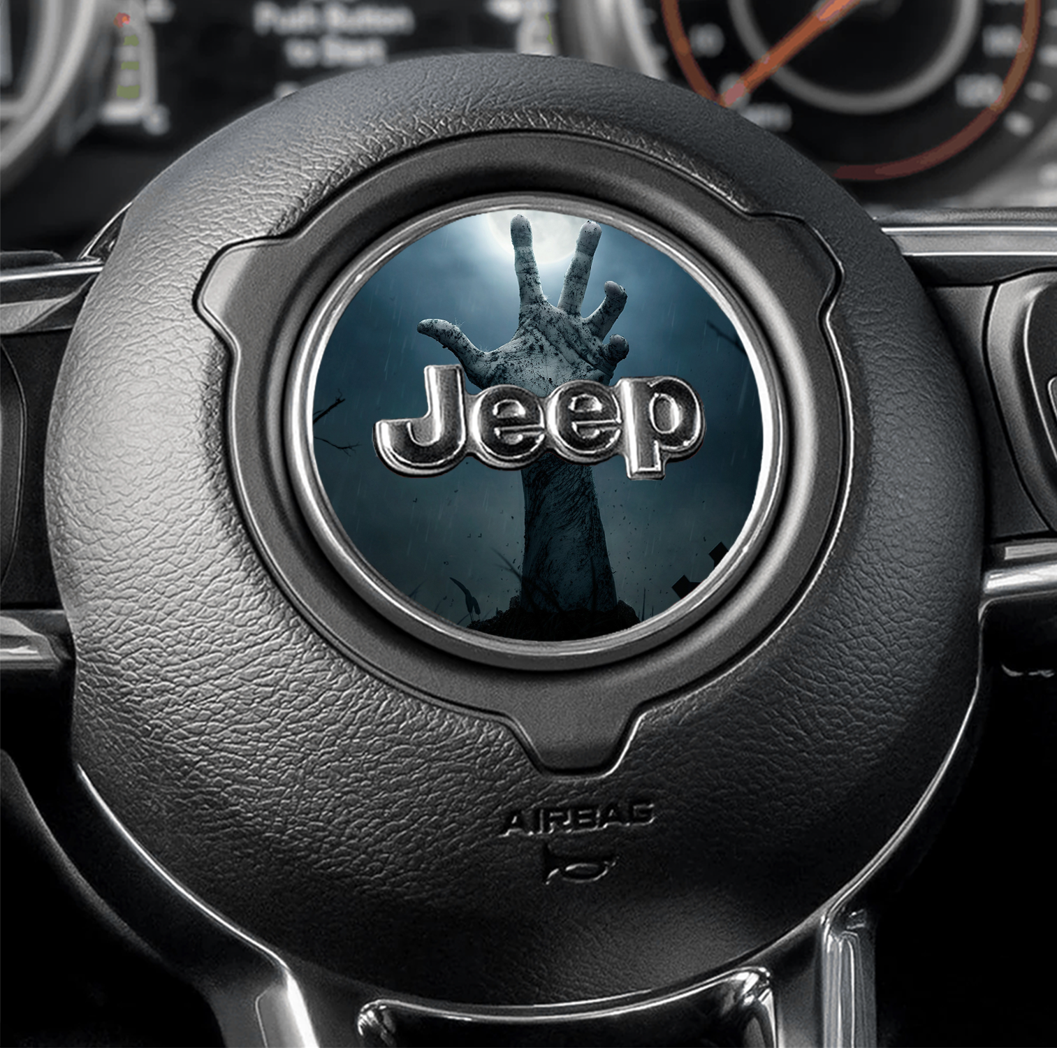Steering wheel decal zombie hand
