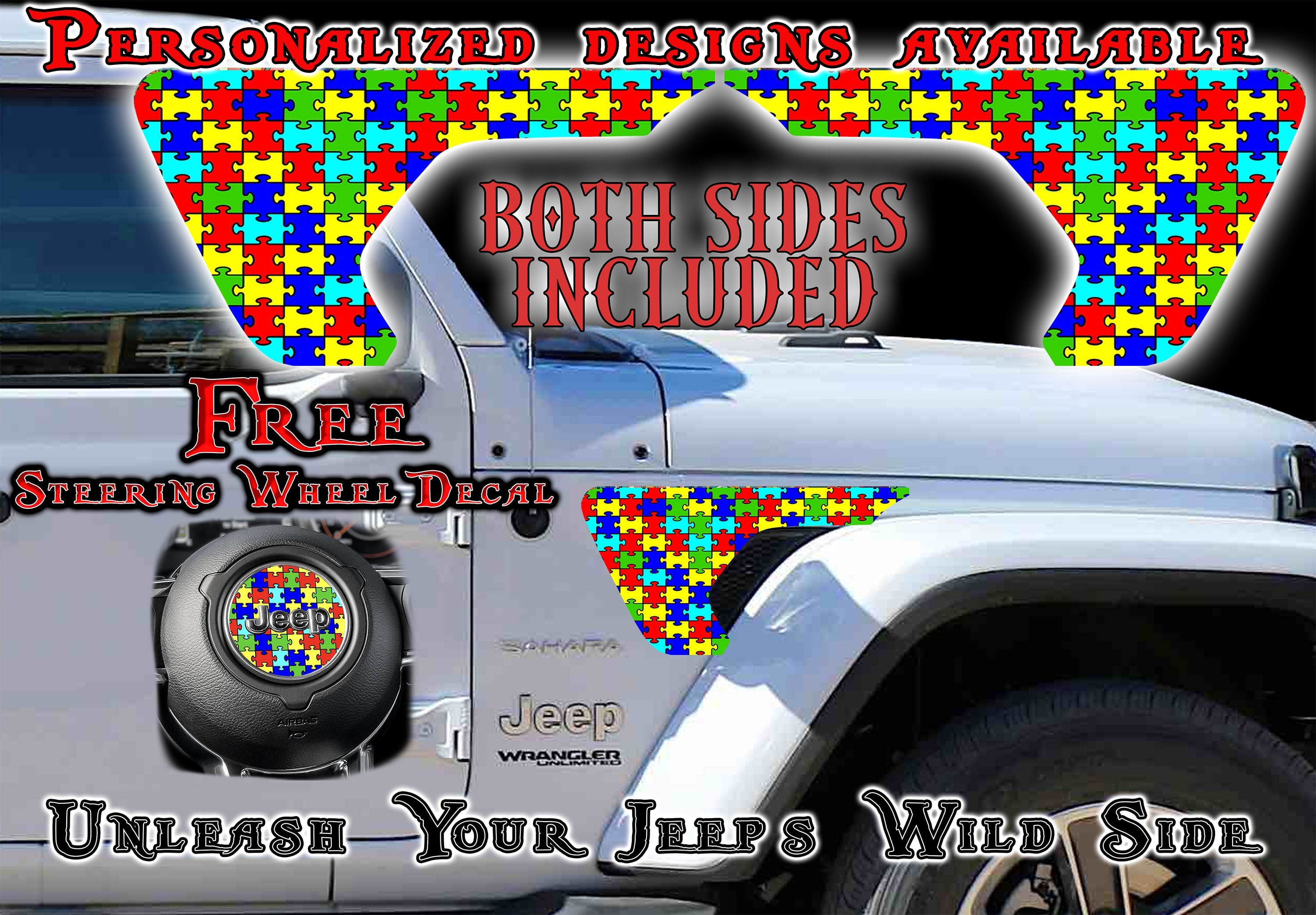 fender vent for the JL or JT 2018 or newer Autism puzzle