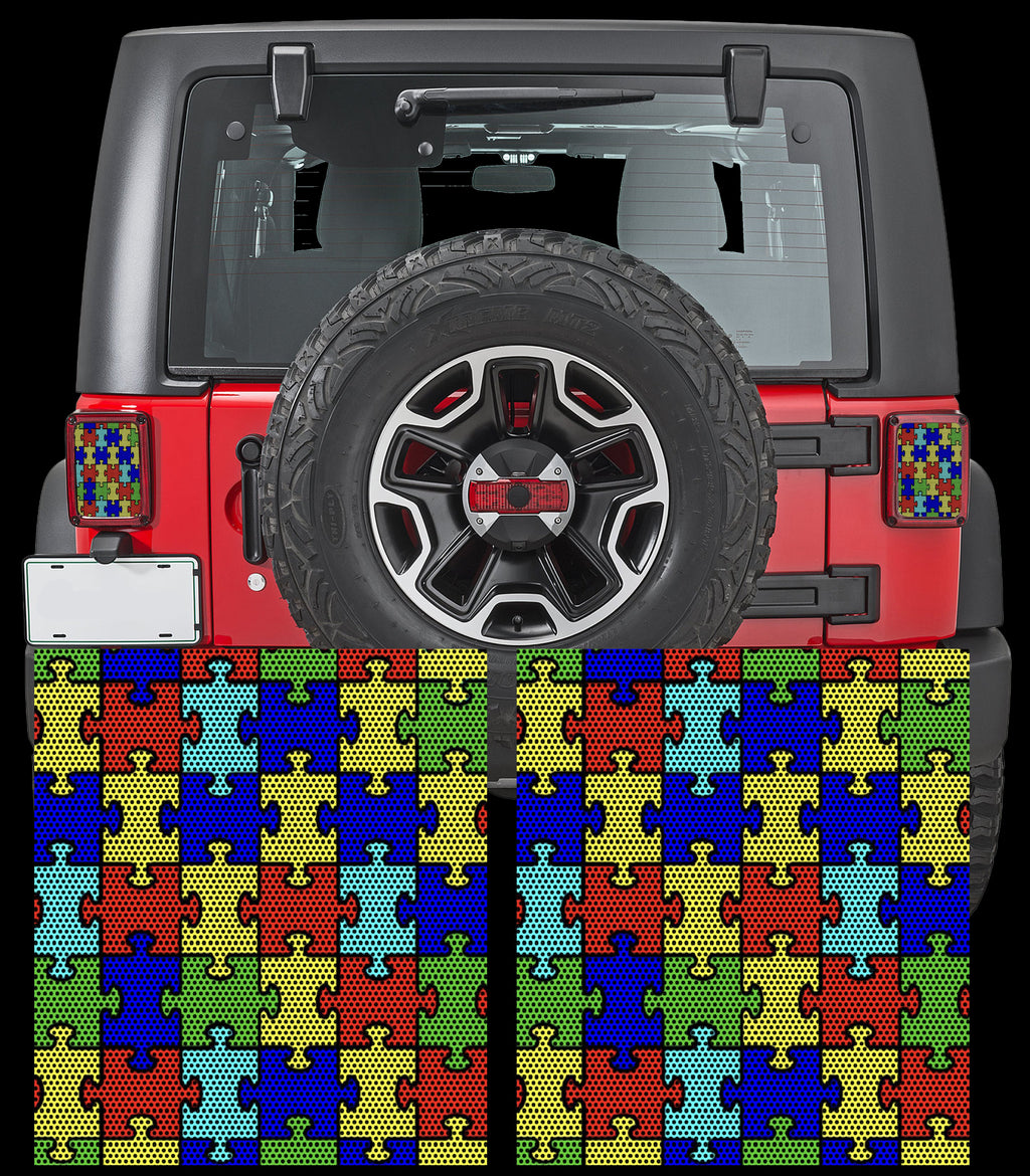 Autism puzzle taillight cover decal