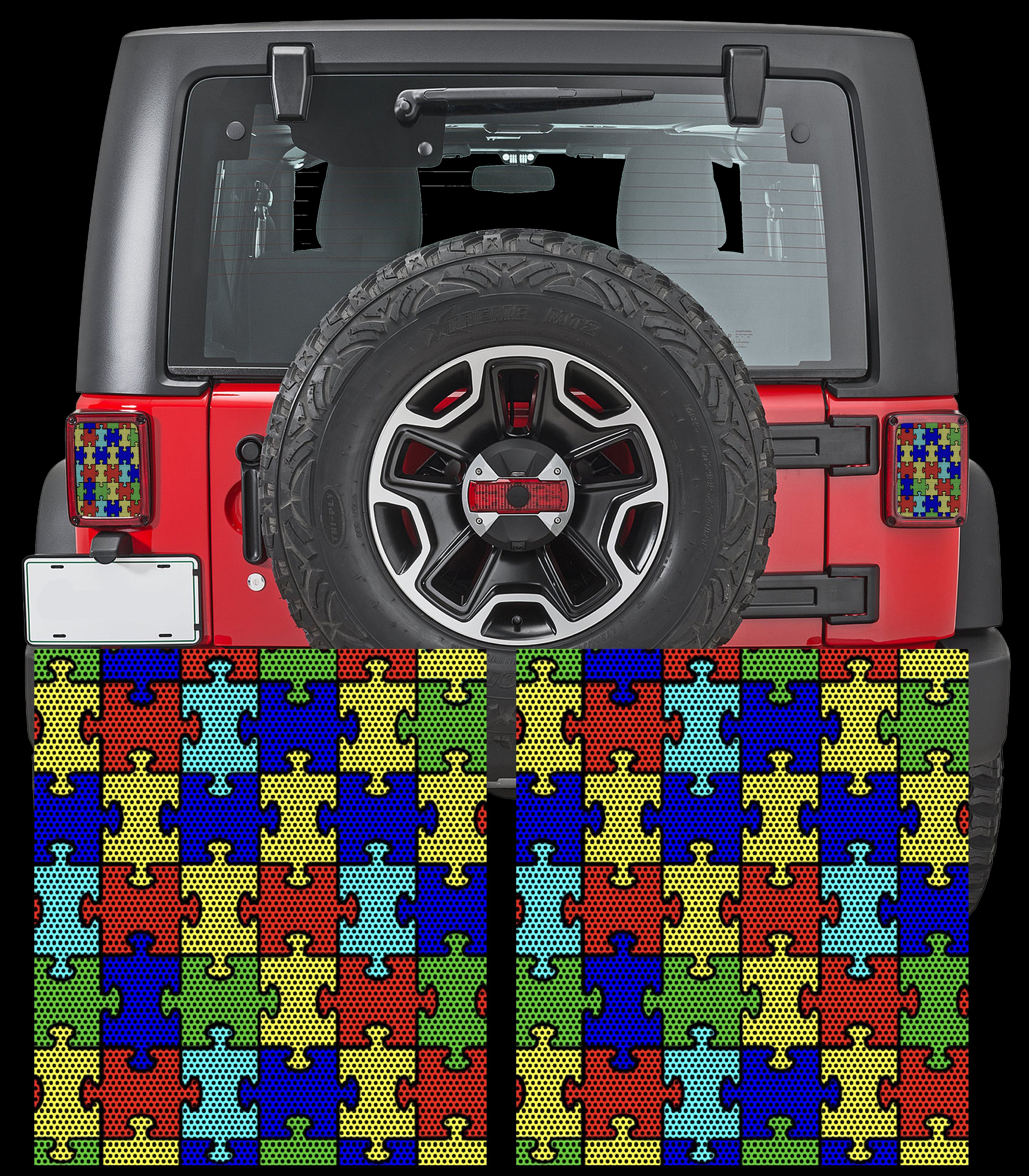 Autism puzzle taillight cover decal