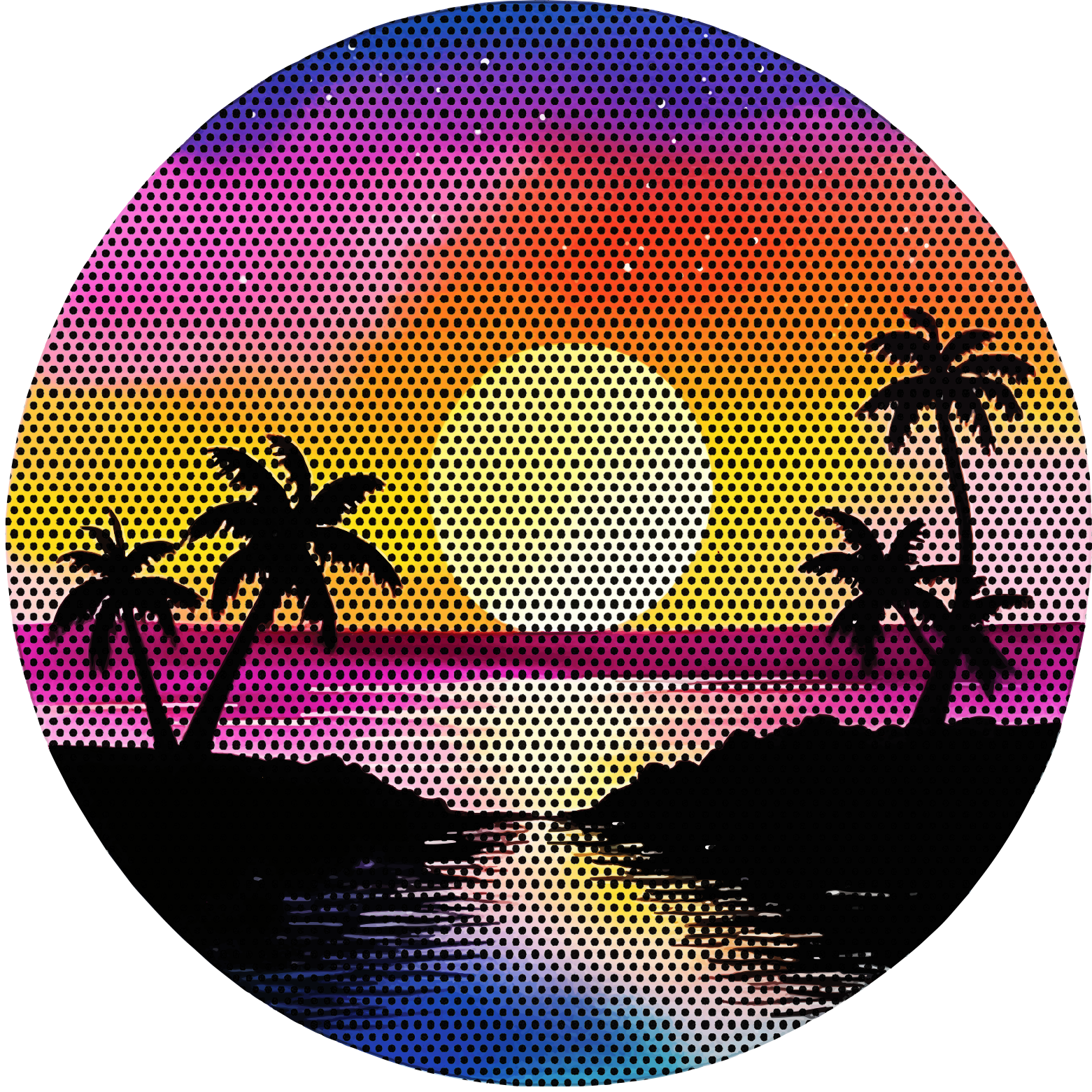Beach Sunset round headlight decals