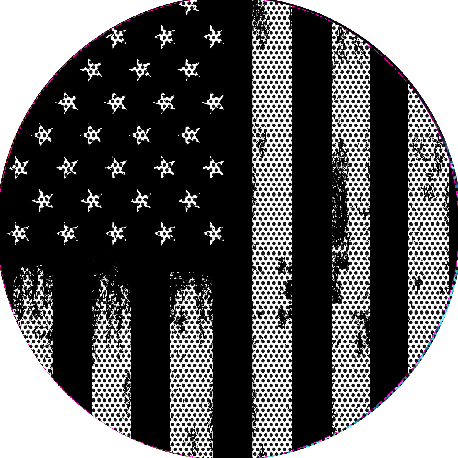 Black and white American flag headlight decal
