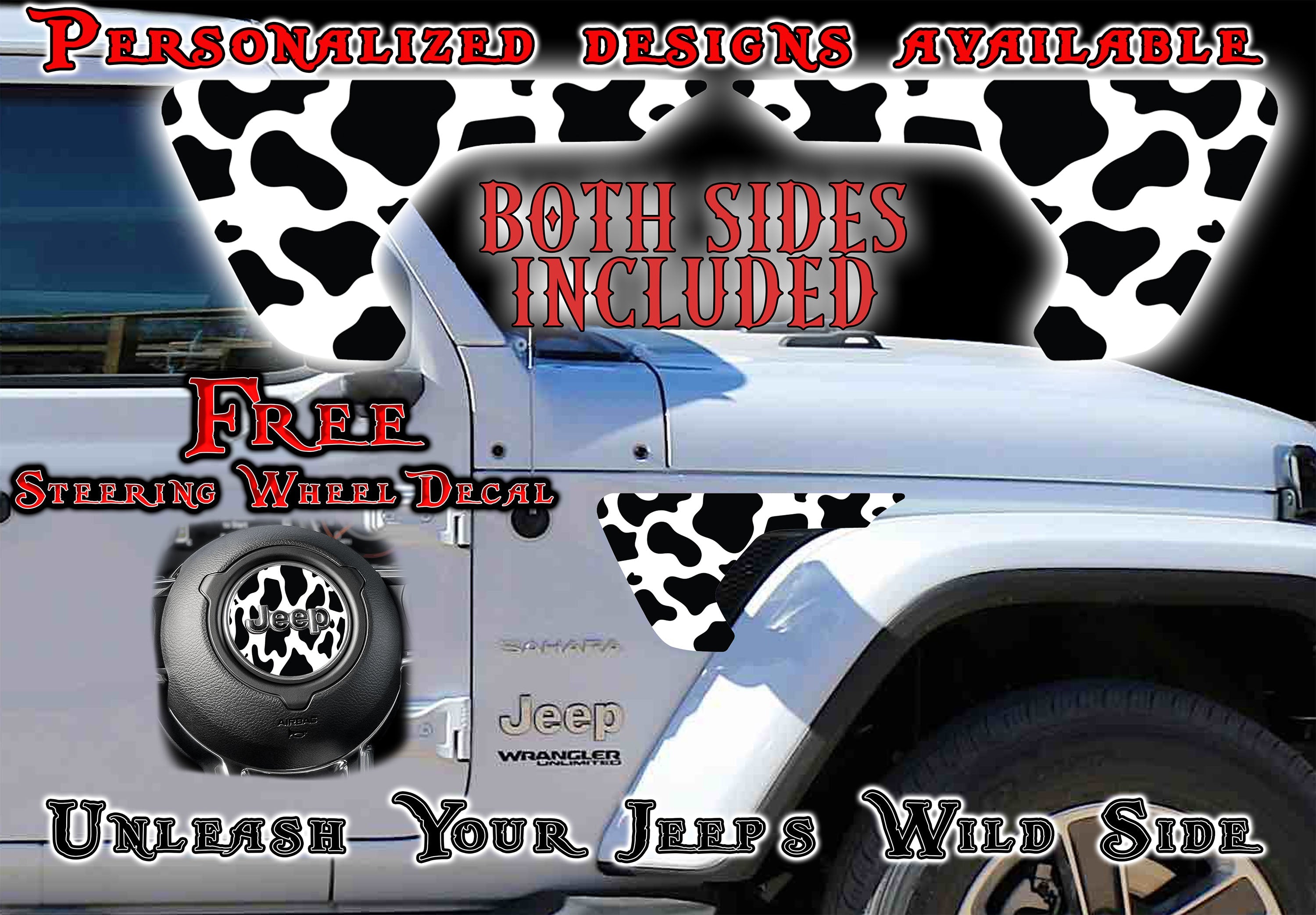 fender vent for the JL or JT 2018 or newer Cow print