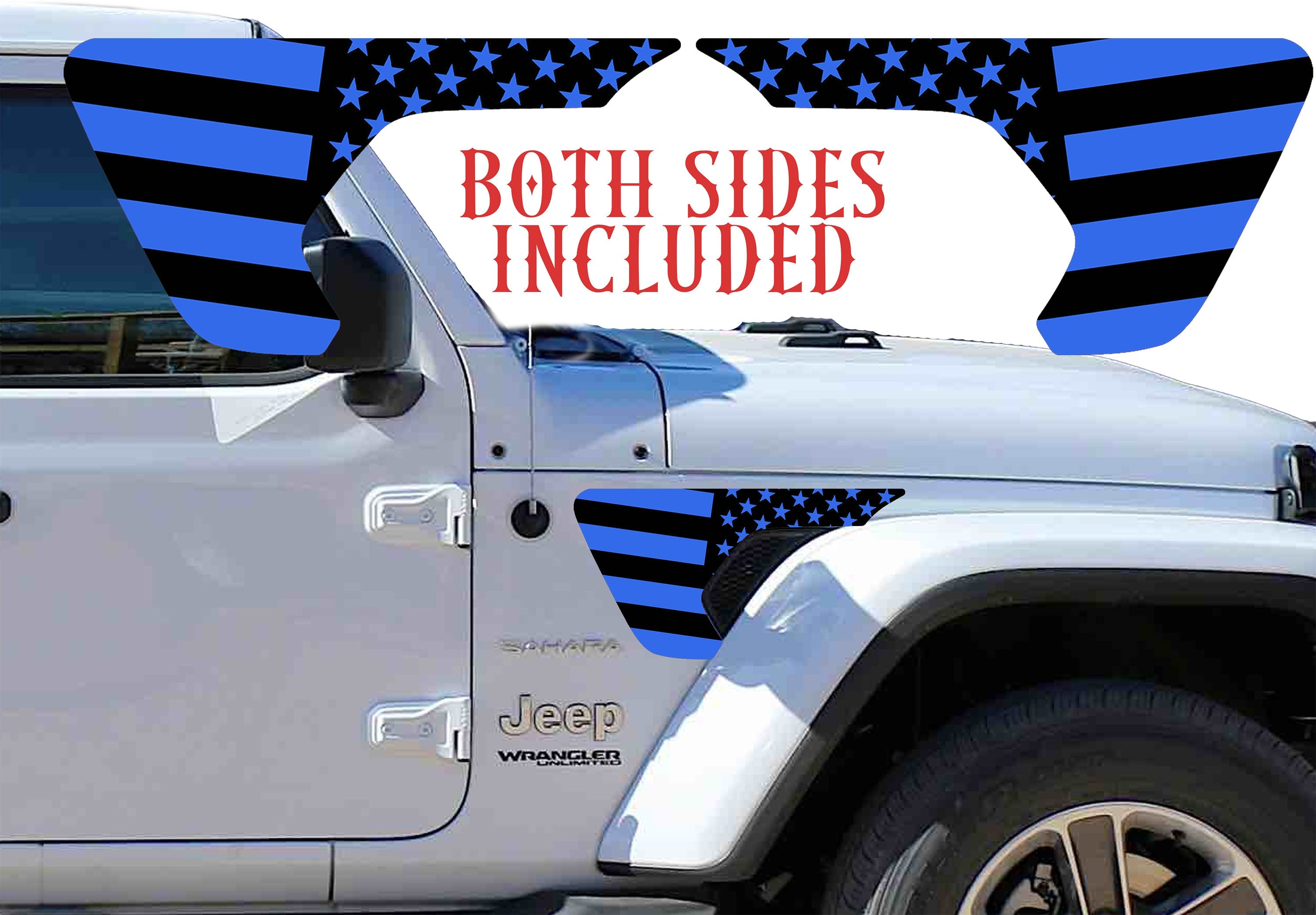 Black and blue Flag fender vent for the JL or JT 2018 or newer