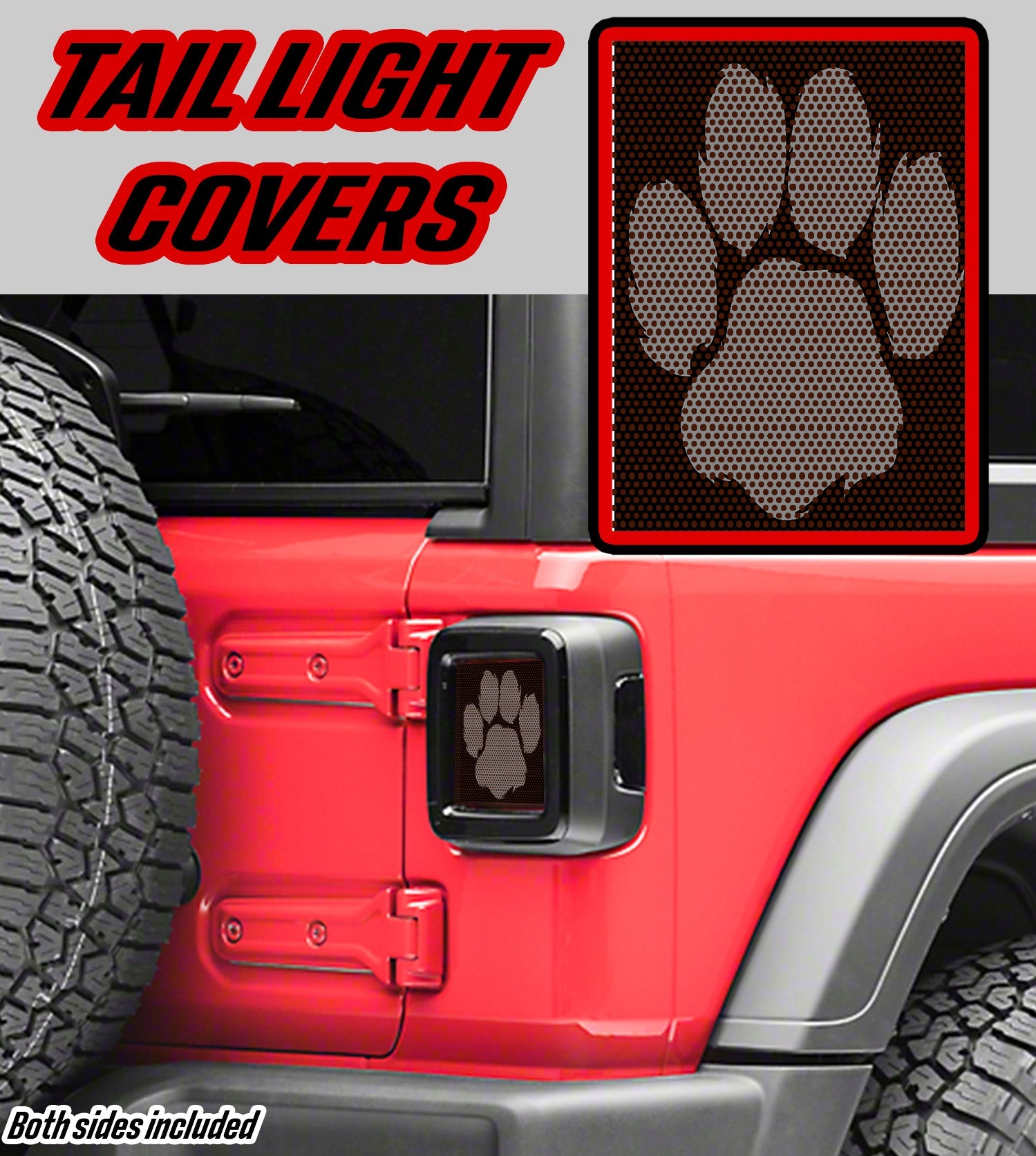 Gray paw print Taillight cover decal