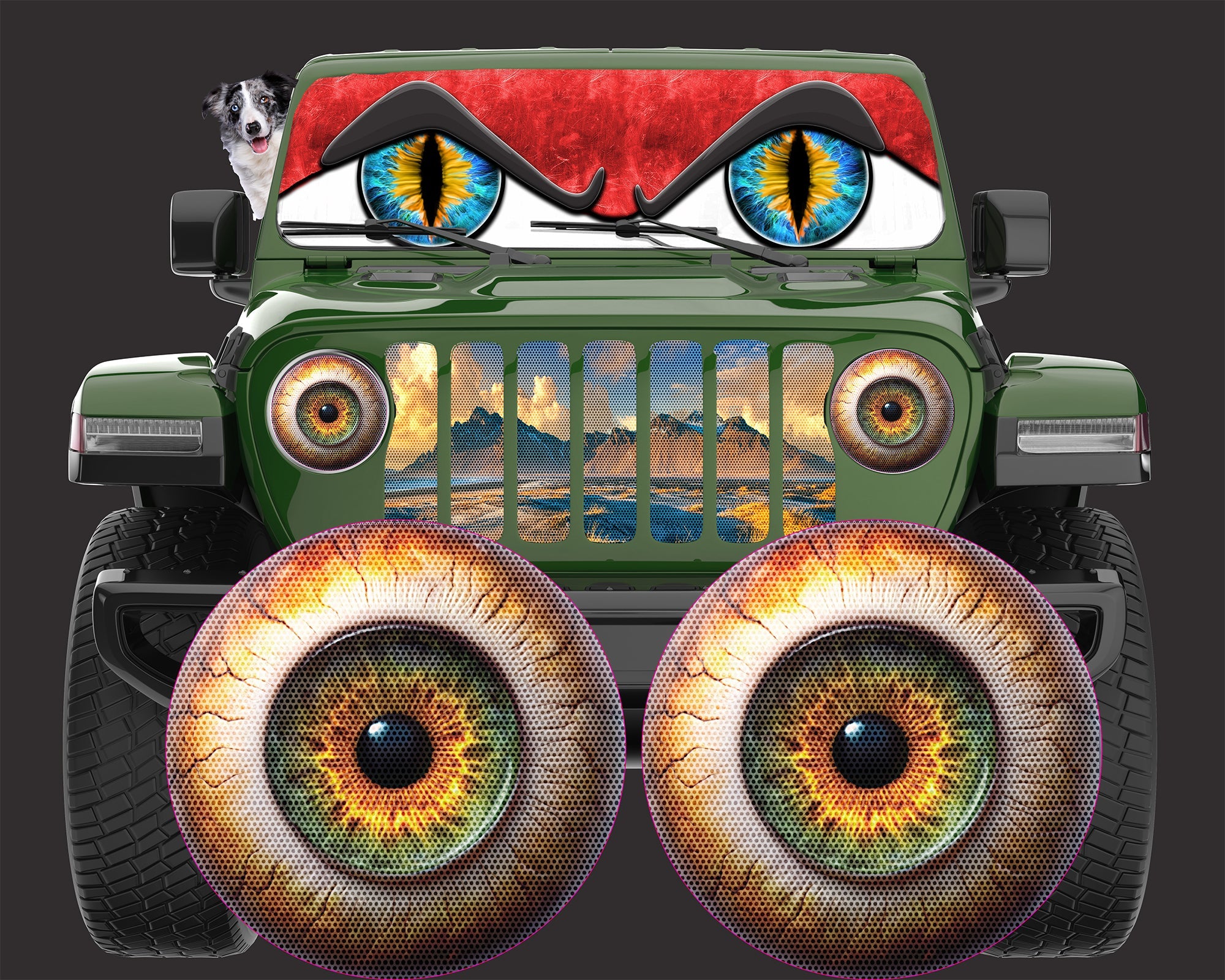 Real eye headlight decal