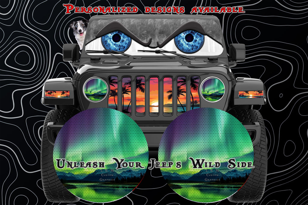 Northern lights eyes for a round headlight decal