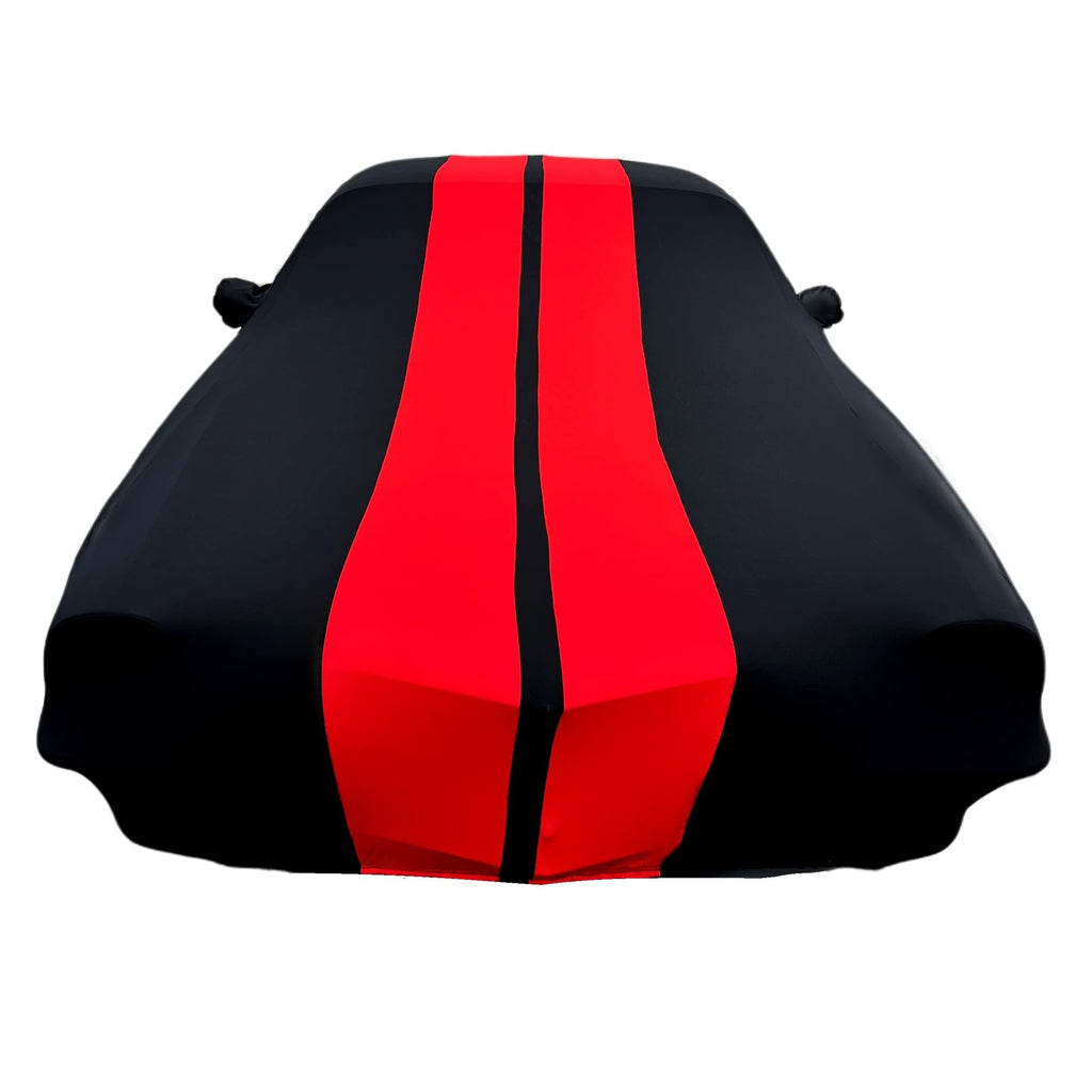 1967-1969 Firebird Car Cover - Custom Fit Indoor Protection Ultraguard Stretch Satin - The Ultimate High End Fit for Classic Pontiac Fire Bird (Black with Red Stripes)