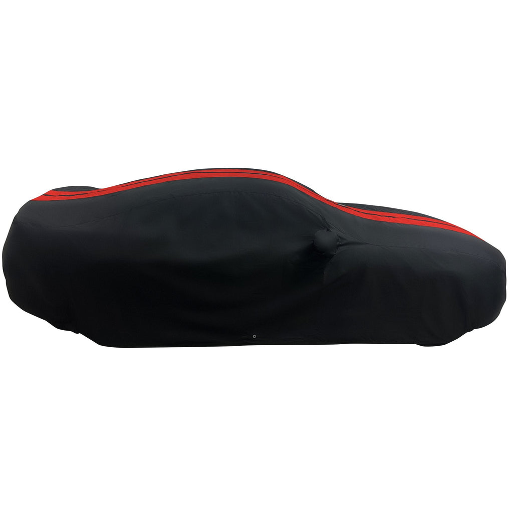 2005-2024 Ford Mustang Ultraguard Plus Car Cover - 300D Indoor/Outdoor Protection - Black with Red Stripes