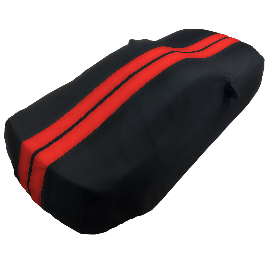 2005-2024 Ford Mustang Ultraguard Plus Car Cover - 300D Indoor/Outdoor Protection - Black with Red Stripes
