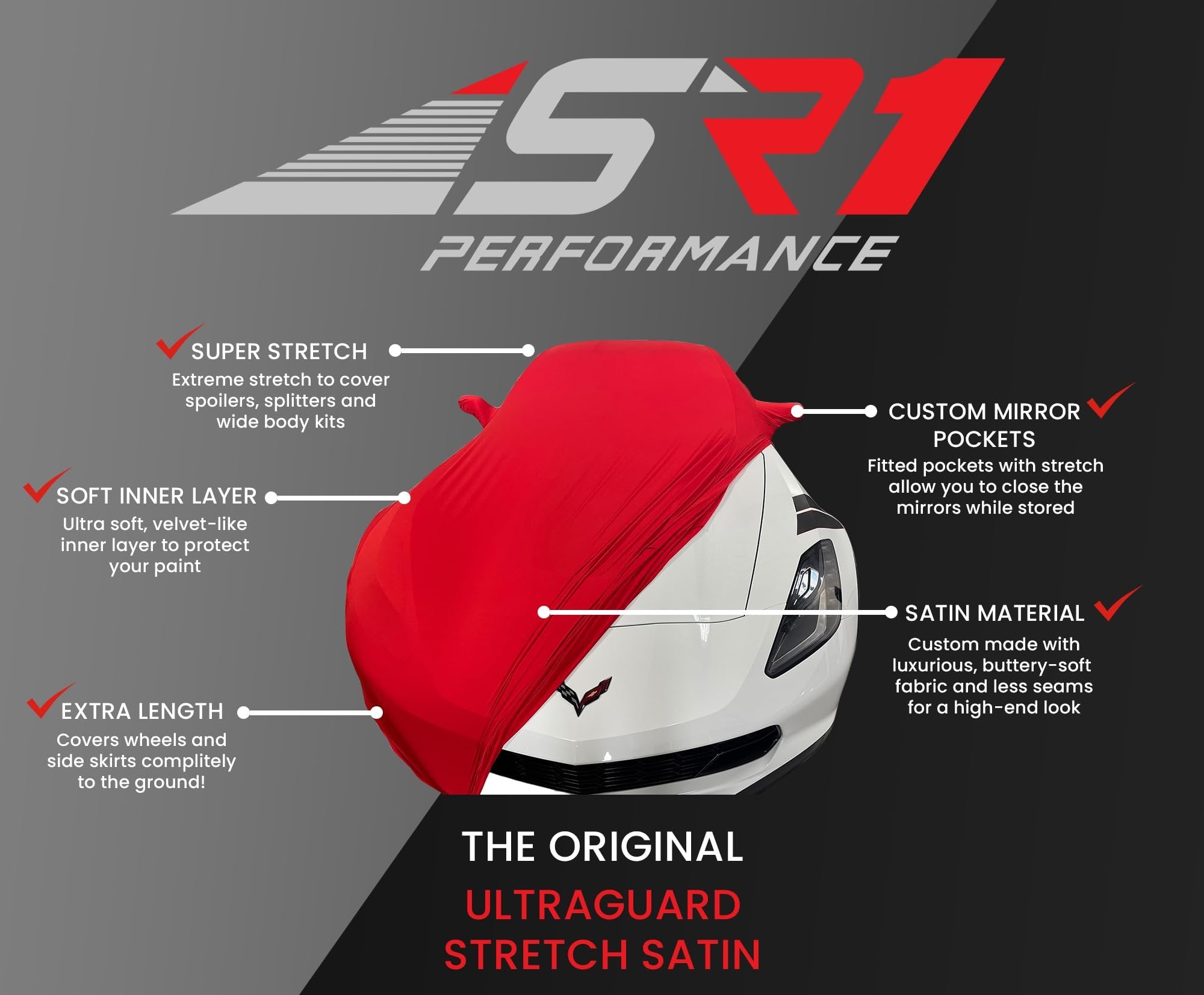 1965-1970 Mustang Car Cover - Custom Fit Indoor Protection Ultraguard Stretch Satin - Ultimate High End Fit for Classic Ford Mustang Fastback/Coupe