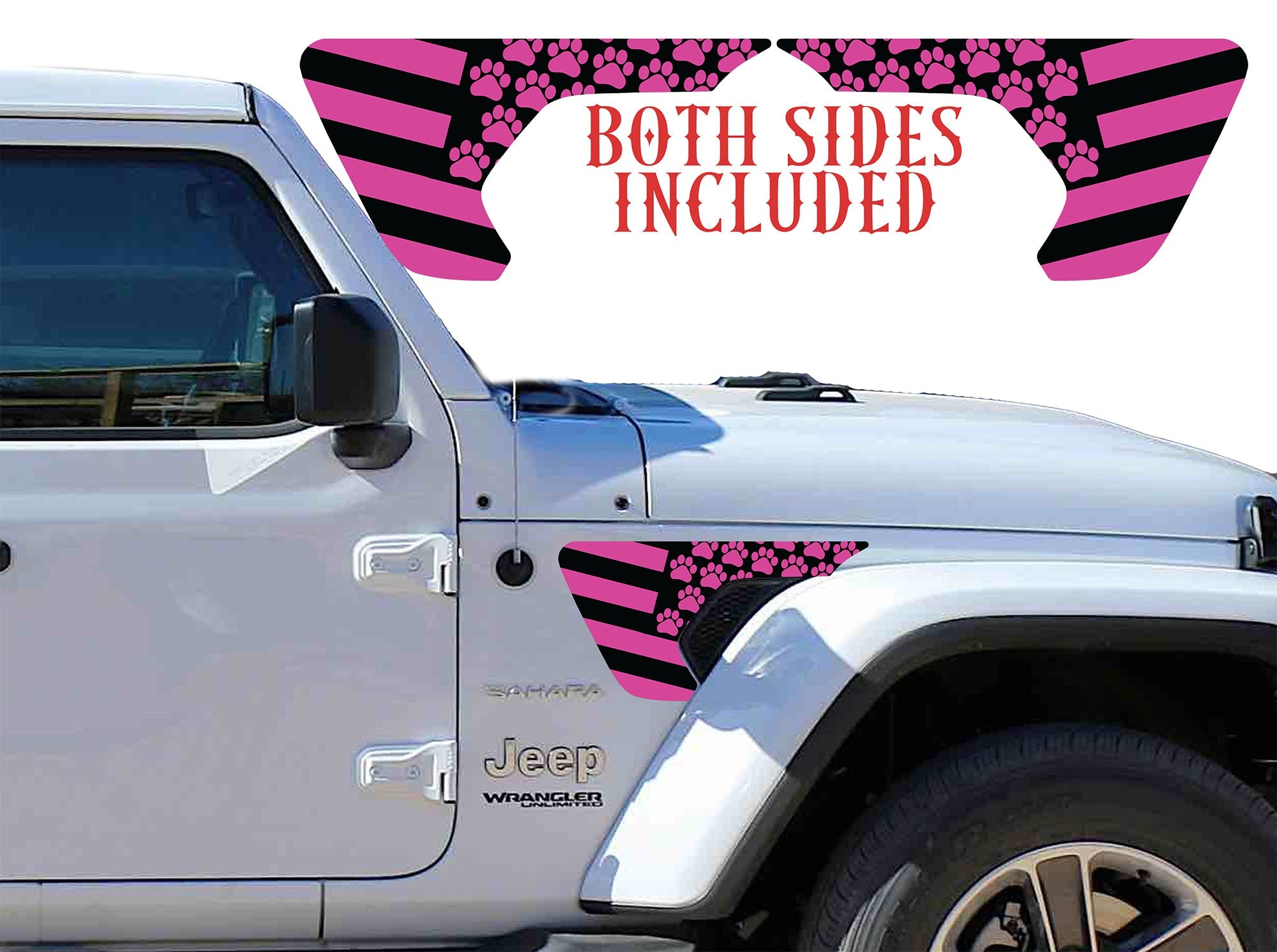 fender vent for the JL or JT 2018 or newer Pink Paw Print flag