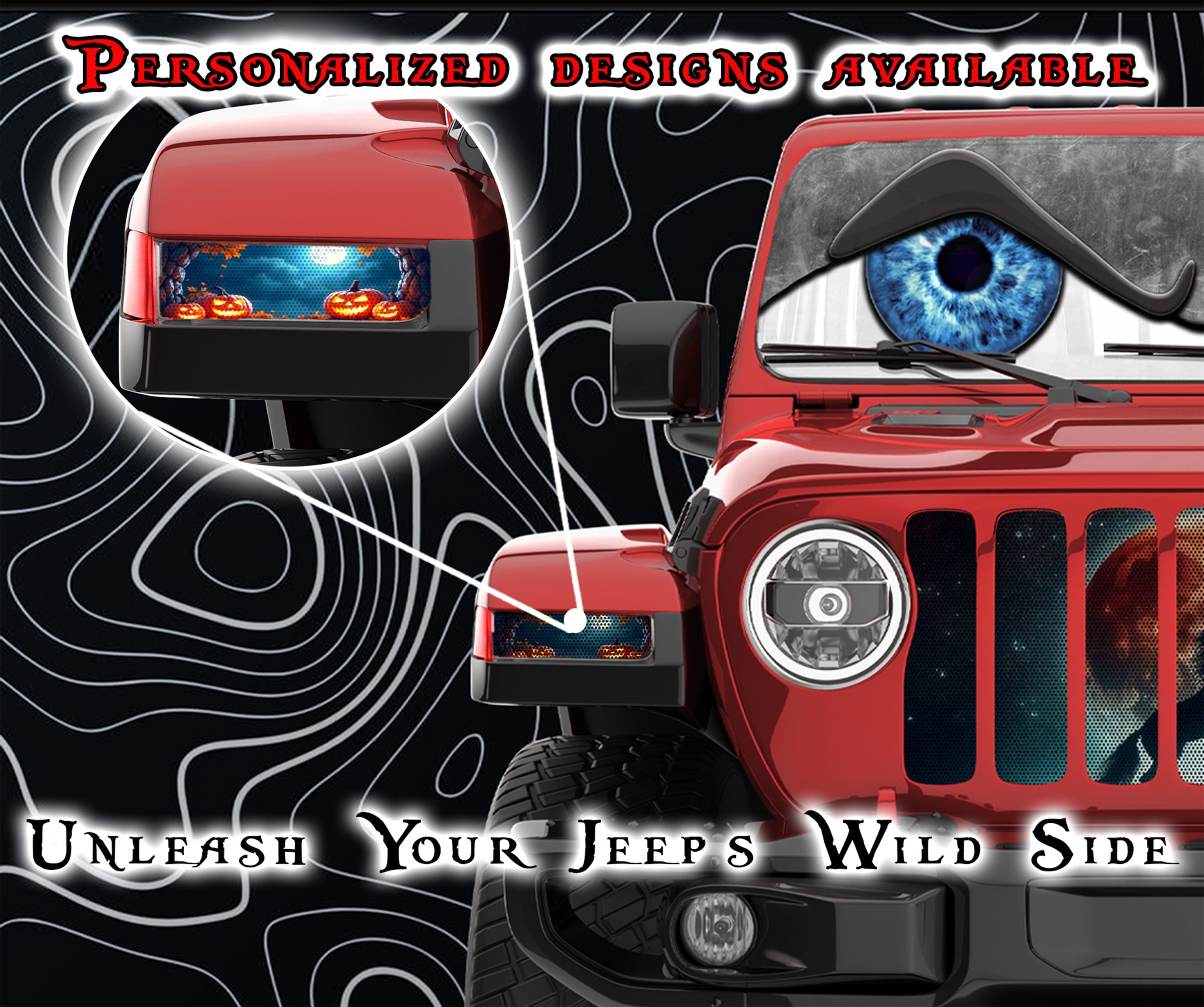 Pumpkin Patch under the moon Jl and Gladiator Turn signal decal.