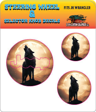 Steering wheel decal Wolf orange moon