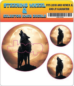 Steering wheel decal Wolf orange moon